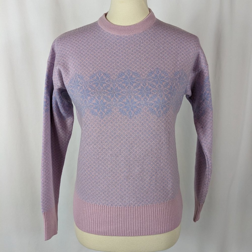 EIR Nordic Sweater Long Sleeve Knit Purple Pink Snowflake Ski Snow Womens Sz M